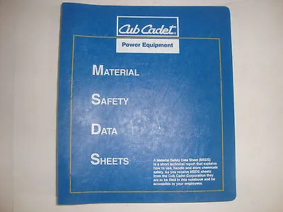 Cub Cadet Power Equipment Material Safety Data Sheets MSDS Manual Binder ©1994 • $29.99