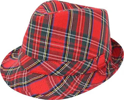 Unisex Quality Cotton Tartan Trilby Hat 2 Colours 2 Sizes Fast Post St Class  • £14.95