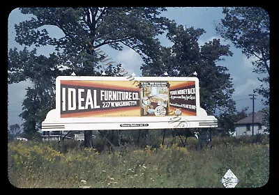 Ideal Furniture Indianapolis Billboard 1940s Slide 35mm Red Border Kodachrome • $34.25