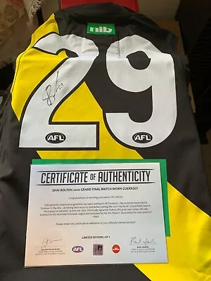 $25000 • Buy Richmond Tigers Authentic 2020 GF Match Worn Signed Shai Bolton Guernsey COA