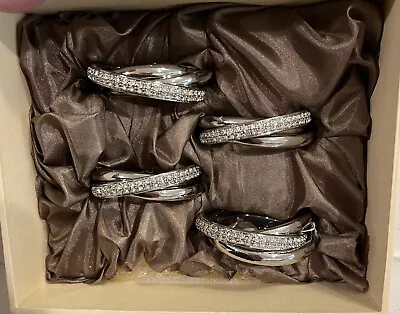 L’Objet Napkin Rings/ Platinum Triple Plated Swarovski Crystal-Ring Set Of 4 • $175