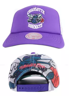 Mitchell & Ness Charlotte Hornets HWC Off The Backboard Trucker Snapback Hat Cap • $32.94