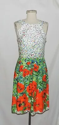 Milly Multi-Color Poppy Floral Print Sleeveless Knee Length Cotton Sundress 10 • $39.99