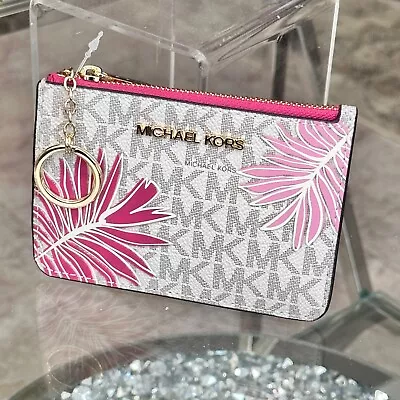 Michael Kors Jet Set Travel SM TZ Coin Pouch ID Card Holder Wallet Electric Pink • $69