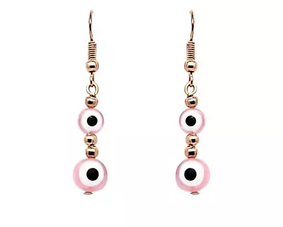 Double Evil Eye Nazar Bead Long Dangle Earrings Handmade Jewelry Spiritual Gifts • $13.99