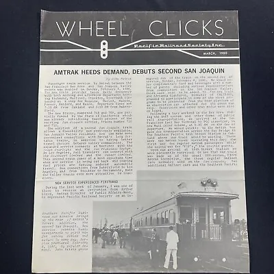 Wheel Clicks Pacific Railroad Society Monthly Newsletter Journal 1980 March • $12.99
