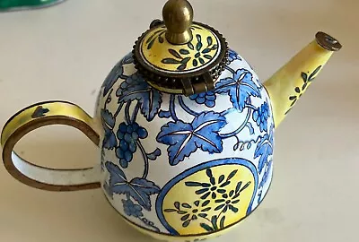 $14.99 • Buy Kelvin Chen Mini Enamel Teapot W/Blue & Yellow Flowers Hinged Lid # 475.  2000