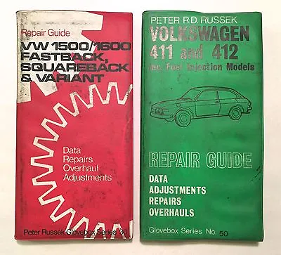 VW Volkswagen 1500 1600 + 411 & 412 Repair Guides - Peter Russek Glovebox Series • $99.99