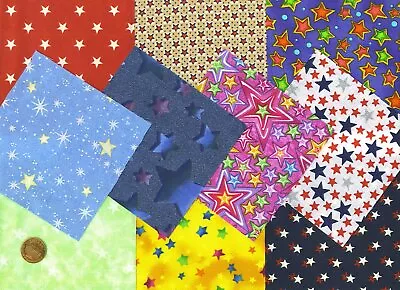 I SPY NOVELTY Star Stars Novelty Set 7 100% Cotton Fabric Blocks Squares ZK1 • $4.97