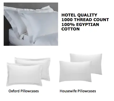 1000TC Thread Count 100% Pure Egyptian Cotton Pillow Case Pair Oxford Housewife • £99.99