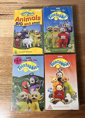 Teletubbies VHS X4 Nursery Rhymes Animals Here Come The Dance With Me ABC • $99.99