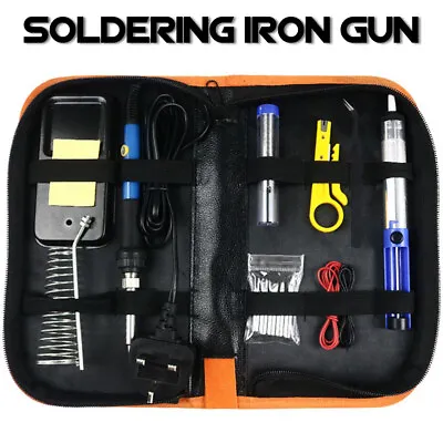 £7.39 • Buy Soldering Iron Gun Set Welding Tools Temperature Adjustable Tips Desoldering Kit