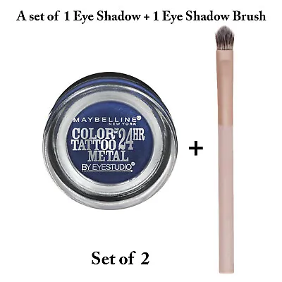 Set Of 2 Maybelline Color Tattoo Metal 24-Hr Cream Eyeshadow + Eye Contour Brush • $11.99