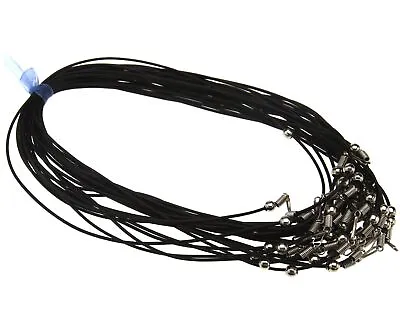 25 X Black Waxed Cotton Necklace 1.5MM Cords 51CM For Pendants Necklace • £4.76