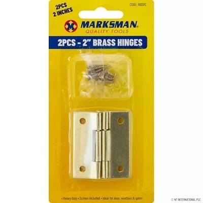 2 X  Brass Door Hinges 2 Inch 50mm Ball Race Suit Internal Doors WITH SCREWS • £2.90