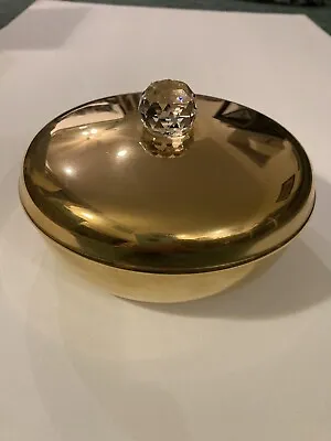 Vintage Valerio Albarello Brass Swarovski Crystal  Jewelry Trinket Box RARE • $24