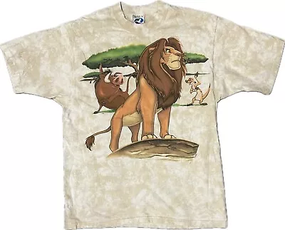 Rare Vintage Liquid Blue Lion King T Shirt Tee Beige Tie Dye Timon Pumba Simba L • $310