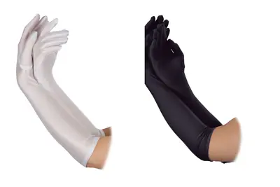 £4.99 • Buy Ladies Black, White Or Red Long Gloves Flapper Burlesque Fancy Dress Accessories