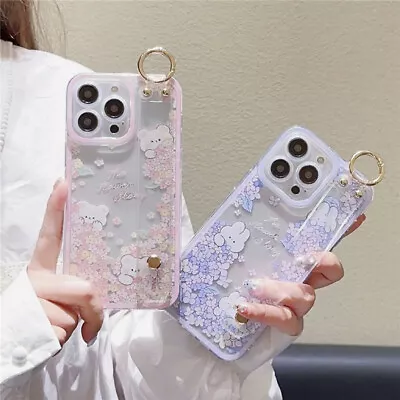 For IPhone Samsung Cartoon Wriststrap Stand Holder Women Girl Phone Case Cover • £4.79