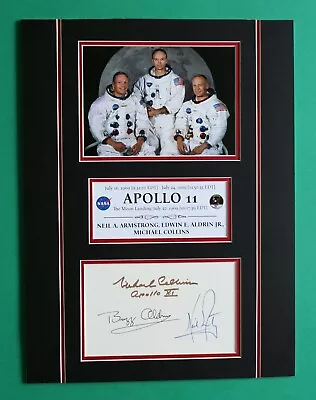 APOLLO 11 AUTOGRAPH Artistic Display Armstrong Aldrin Collins Ver. 2 • $59.95