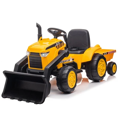 $245 • Buy 12V Kids Ride On Tractor With Trailer And Front Loader  +Remote – Yellow | POSHO