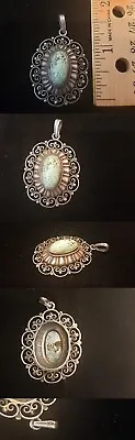 Vintage Old Pawn Native Navajo Sterling Silver Turquoise Floral Pendant Pt260 • $39.99