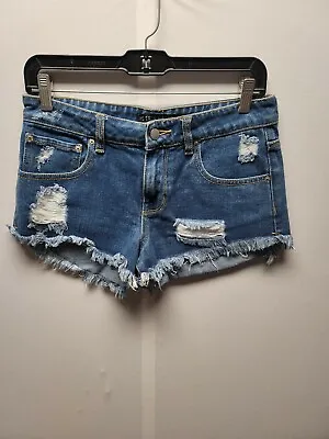 P.S Erin Wasson Size 27 Shorts Denim Cut-offs Distressed Knit Back Pockets  • $17.17