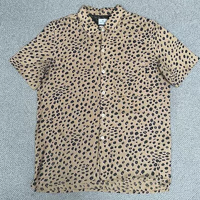 PS PAUL SMITH Shirt Mens Medium Gold Leopard Print Short Sleeve Button Up Casual • £45