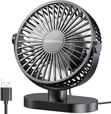 USB Desk Fan Small Quiet - 3 Speeds Mini Personal Portable Fan 360°  • $16.85