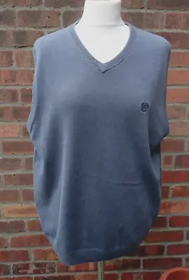 CHAPS Mens Cotton Knit Grey Sleeveless Sweater Slipover Pullover V-Neck M • £8.50