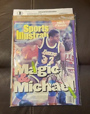 Michael Jordan Magic Johnson Autographed Sports Illustrated Magazine . • $400