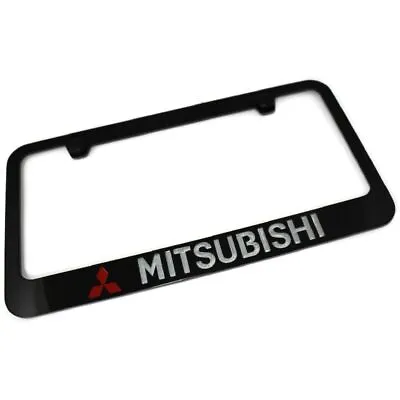 Mitsubishi License Plate Frame Number Tag Engraved Black Powder Coated Zinc • $18.32