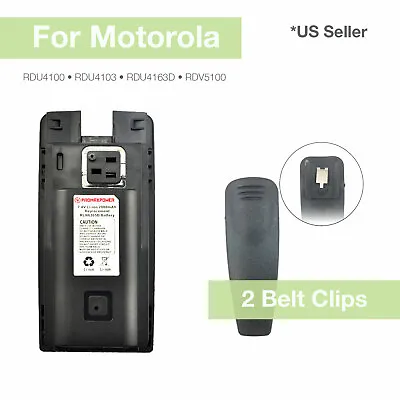 2000mAh Li-ion Two-Way Radio Battery For Motorola + 2 Belt Clips RDM2070D CP110  • $24.99