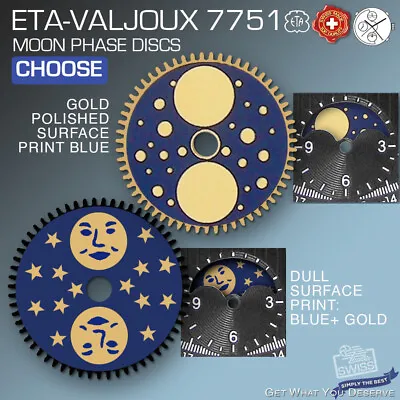 Moonphase Disc For Movement Eta Valjoux 7751 Choose Moon With Or Without Face • $39
