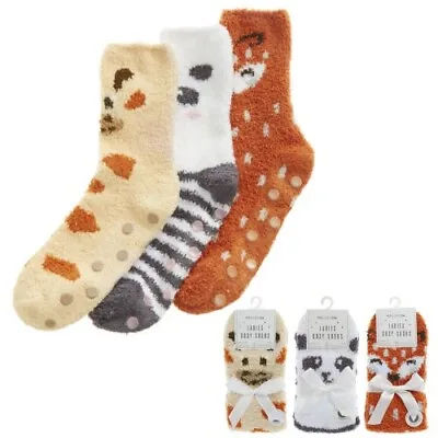 Mothers Day Forever Dreaming 3 Pair Ladies Cosy Slipper Socks - 3 Animal Designs • £7.99