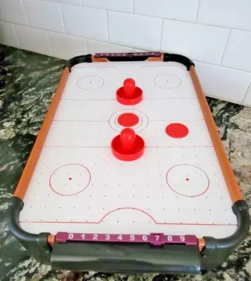 Mini 20 Inch Air Hockey Wooden Tabletop Family Fun Multiplayer Home Arcade Game • $23