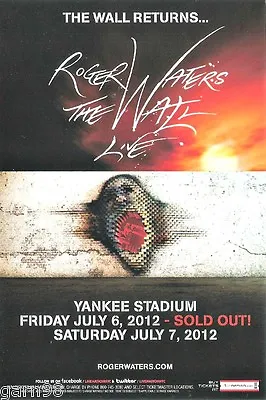 Roger Waters THE WALL Pink Floyd Yankee Stadium Concert Handbill Flyer  NY 2012 • $24.99