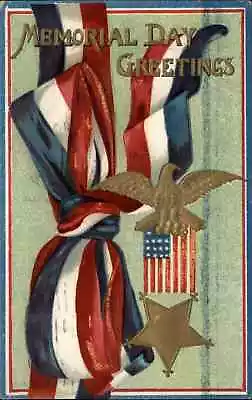 Memorial Day Civil War Patriotic Ribbon Medal C1910 Vintage Postcard • $8.29
