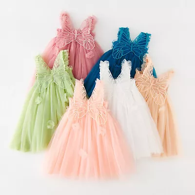 £11.86 • Buy Retro Dress For Toddlers Toddler Girls Sleeveless Butterfly Tulle Suspenders