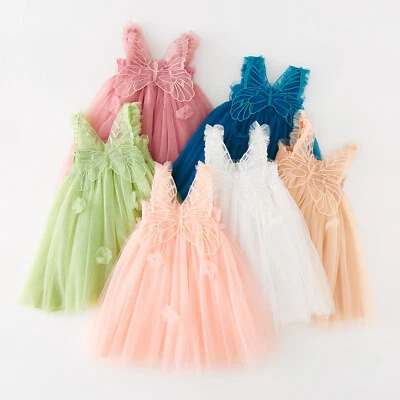 £11.86 • Buy Retro Dress For Toddlers Toddler Girls Sleeveless Butterfly Tulle Suspenders