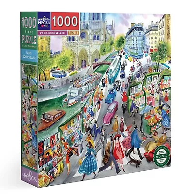 EeBoo 1000 Pc Puzzle – Paris Bookseller Kids Puzzle Family Puzzle 05844 • $44.99