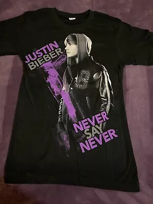 Justin Bieber Black And Purple Never Say Never T-Shirt Size XS. NWOT. • $9.99