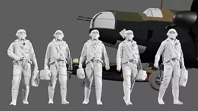 WWII RAF Bomber Crew With Flying Helmets - 5 Figure Set • £28.49