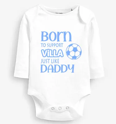 £10.99 • Buy Personalised Aston Villa Born To Support Long Sleeve Baby Bodysuit Grow Football