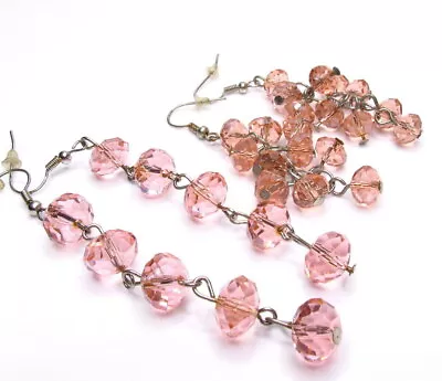 Vintage Peachy Pink Crystal Earring Lot  • $0.99