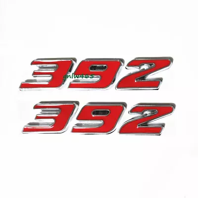 (2X) Chrome RED 392 Decal Car Fender Letter Emblem Badge Sticker For HEMI VIPER • $13.62