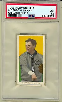 1909 T206 MORDECAI BROWN Chicago Shirt Cubs HOF Piedmont Back PSA 3.5 • $660