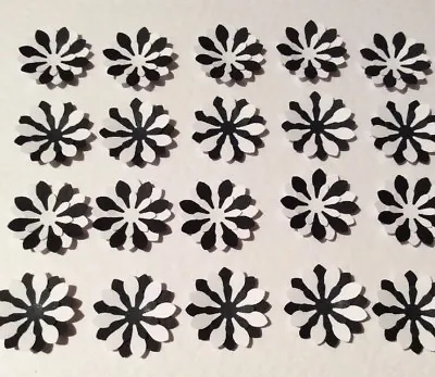 30 Hand Punched Layered Black & White 1in Daisy Card Embellishments. Card Making • £3