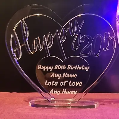 Personalised Acrylic Freestanding Message Heart For 16th 18th 50th Birthday Gift • £5.95
