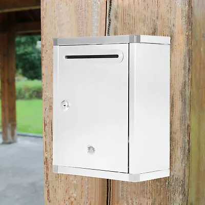 Stainless Steel Wall Mount Mailbox Security Lockable Door Letter Drop Box+Key • $31.36